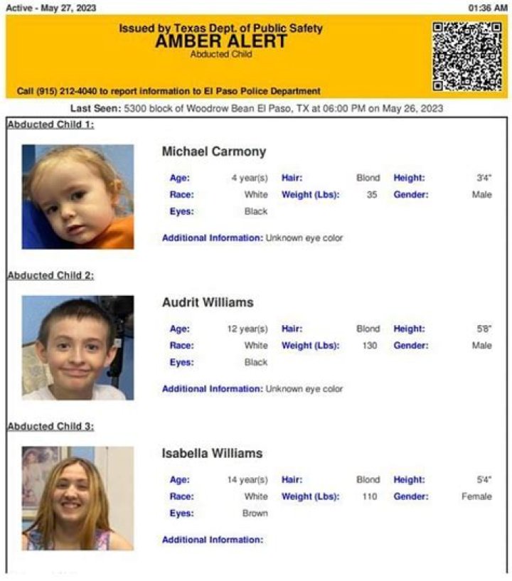 Amber Alert in El Paso: Woman is a suspect as 4 children believed to be kidnapped in Texas