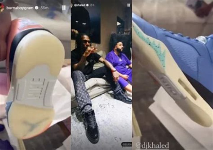 
DJ Khaled Gifts Burna Boy Limited Edition Air Jordan WTB Sneakers 