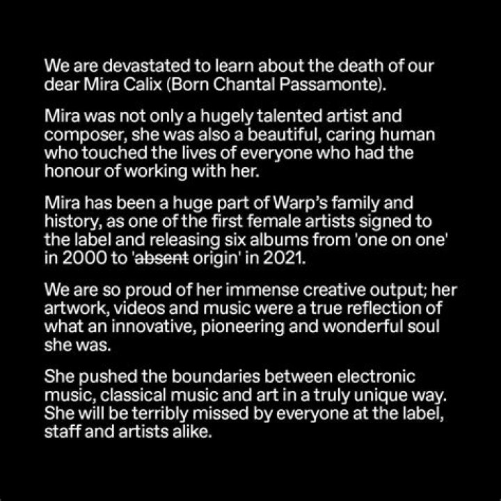 
Mira Calix Died Age 52, Warp Records Singer Career and Family Life 