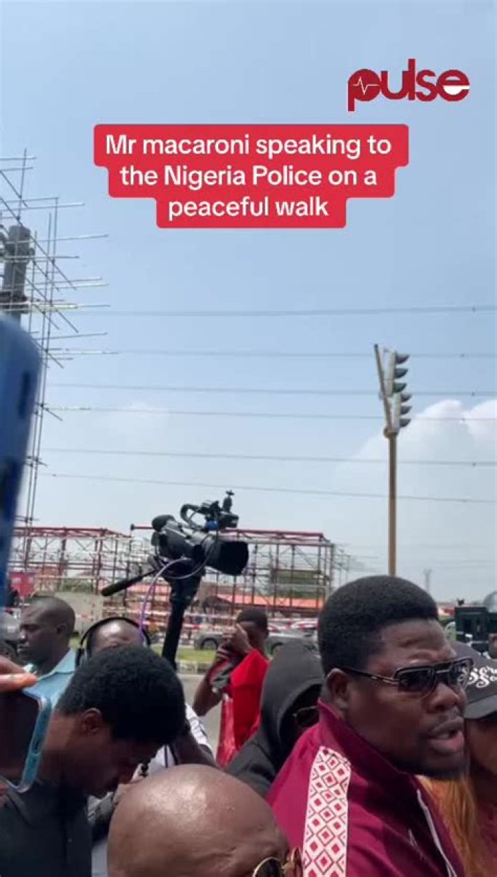 
Mr. Macaroni requests justice during a peaceful walk. 