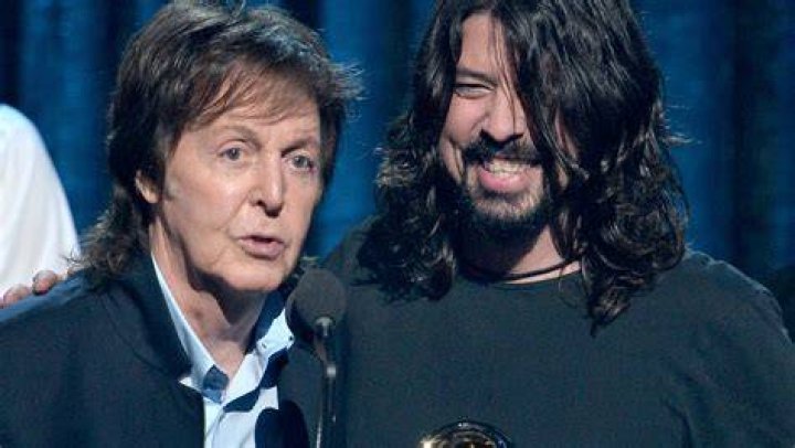 
Music Legends Paul McCartney And Dave Grohl Performing 