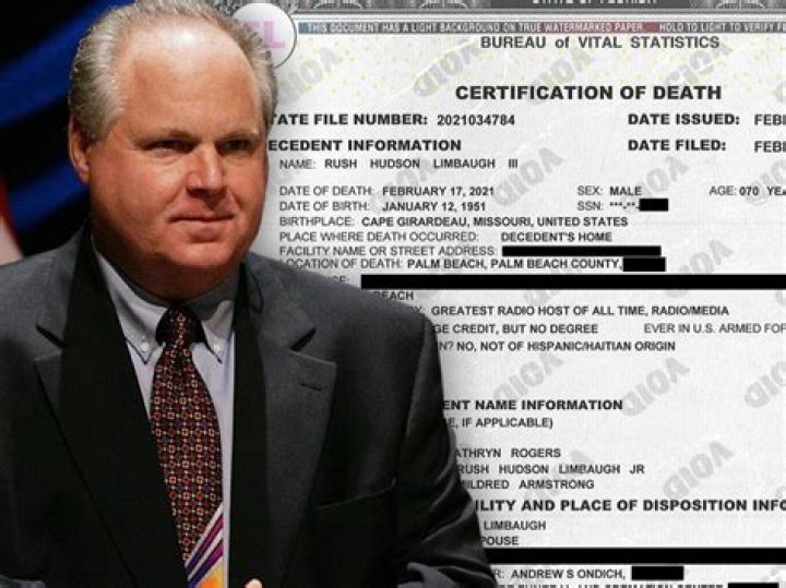 
Rush Limbaugh Cause of Death, How did Rush Limbaugh Die? 