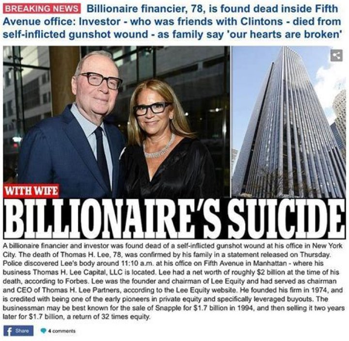 
Thomas H. Lee net worth: Fortune explored as billionaire is found dead of self-inflicted gunshot wound 